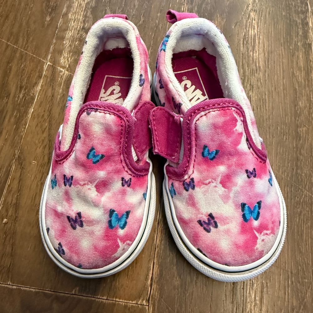 Vans Kids Pink and Blue Butterfly Sneakers